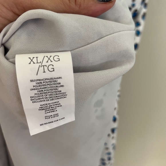 Cabi Women's XL Camilla Blue Leopard Shirt‎ Dress - Picture 7 of 7